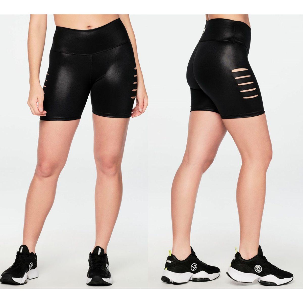 Zumba High Waisted Slashed Biker Shorts