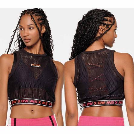 ZW X GW Crop Mesh Tank With Elastic Waistband