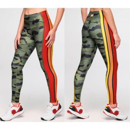 Zumba Explore High Waisted Ankle Leggings With Side Panels - Olive Expedition