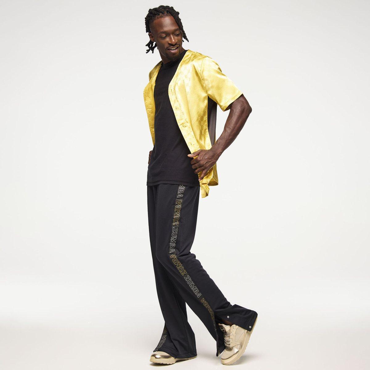 Zumba Runway Baseball Button Up Jersey - Gold