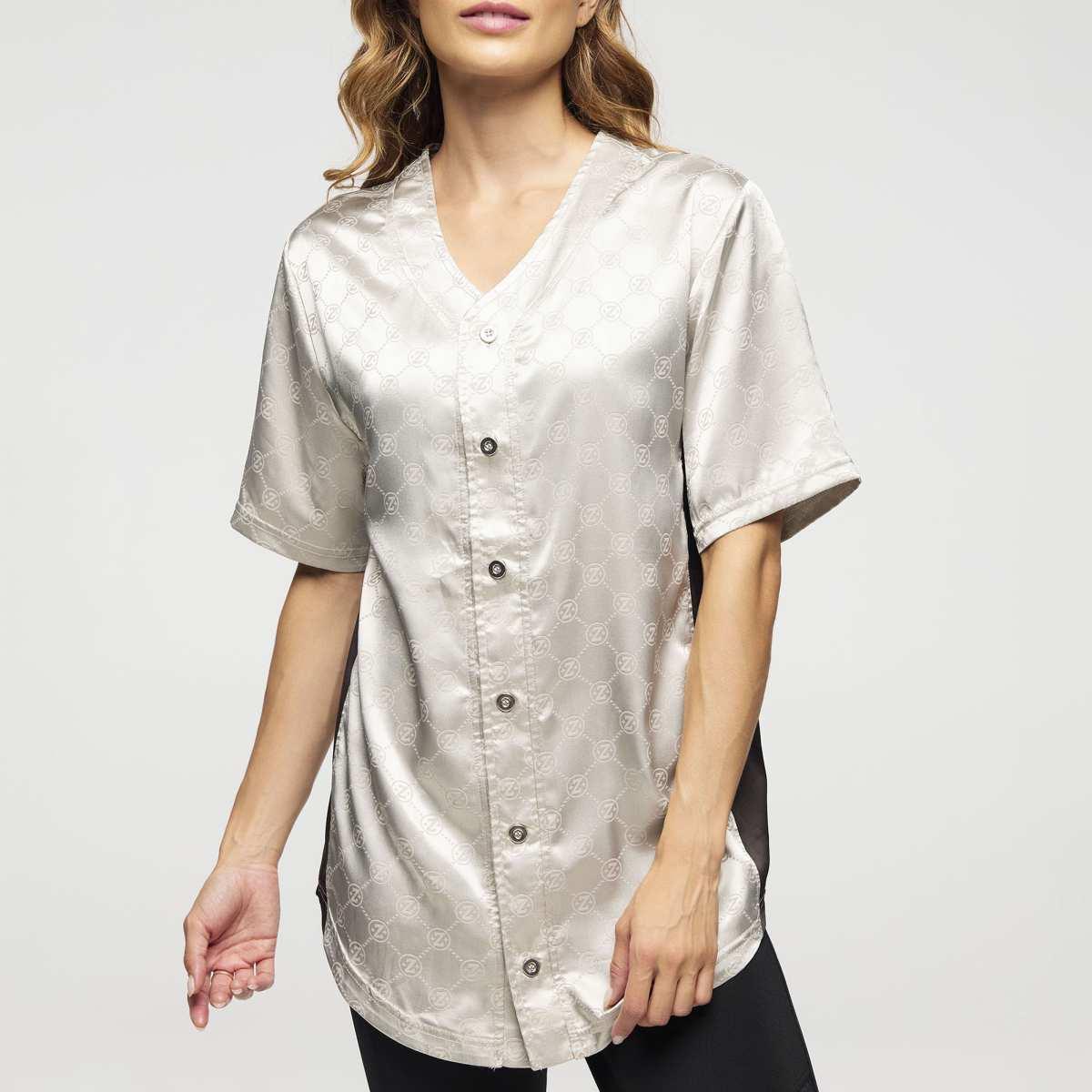 Zumba Runway Baseball Button Up Jersey - Gold