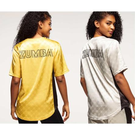 Zumba Runway Baseball Button Up Jersey - Gold