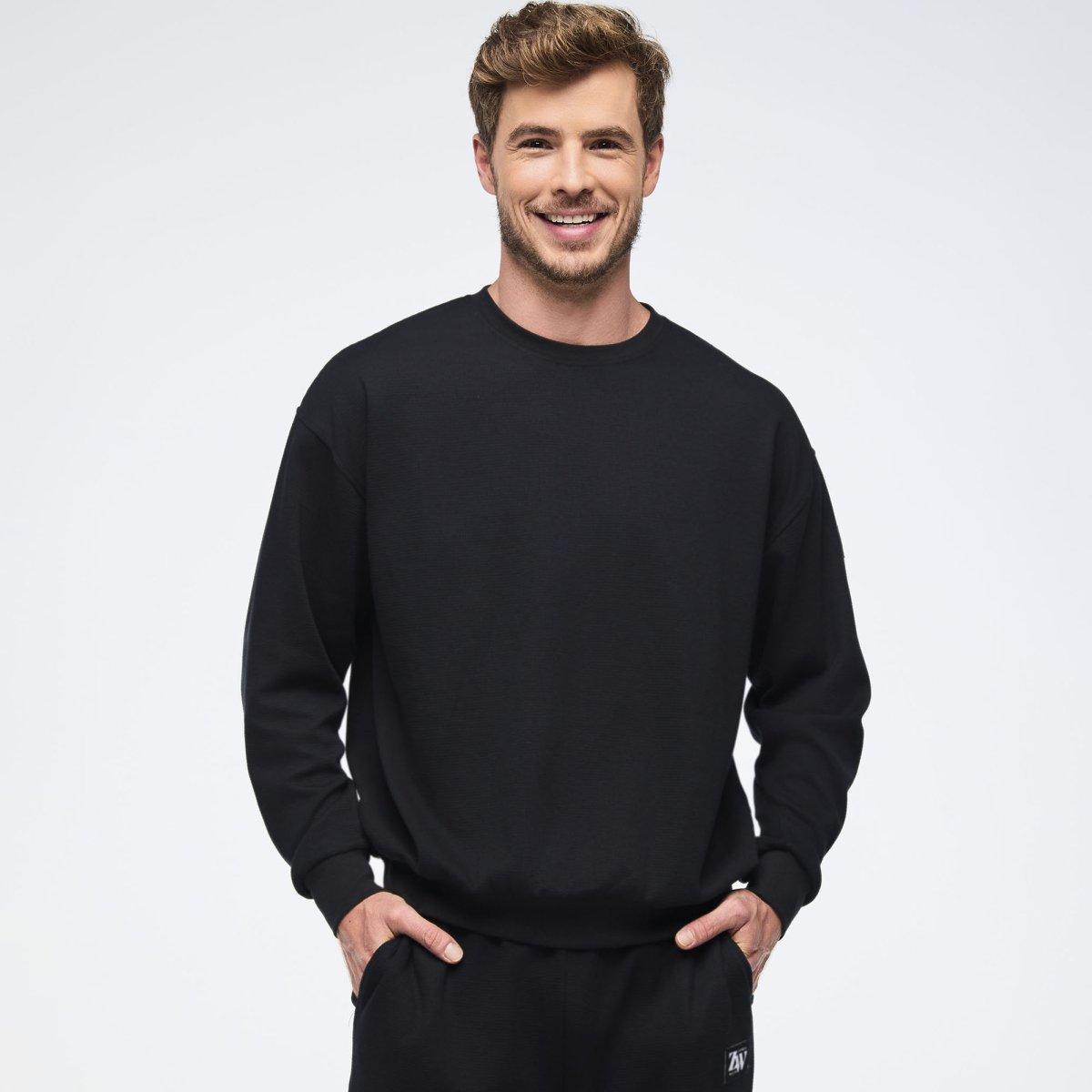 Zumba Haus Oversized Pullover Waffle Sweatshirt