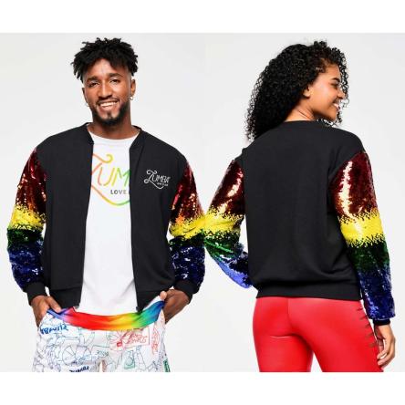 Zumba Bomber Jacket With Sequin Sleeves