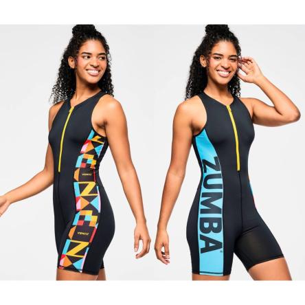 Zumba Rays Half-Zip Biker Bodysuit