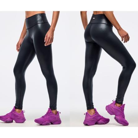 Zumba Libre Shiny High Waisted Ankle Leggings - Bold Black