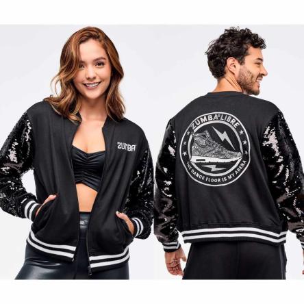 Zumba Libre Bomber Jacket With Sequin Sleeves