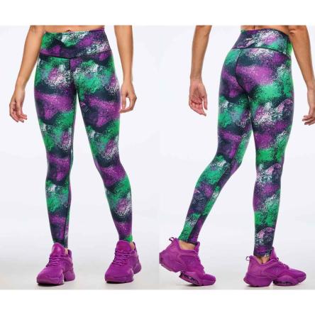 Apres Zumba High Waisted Ankle Leggings - Green/Purple