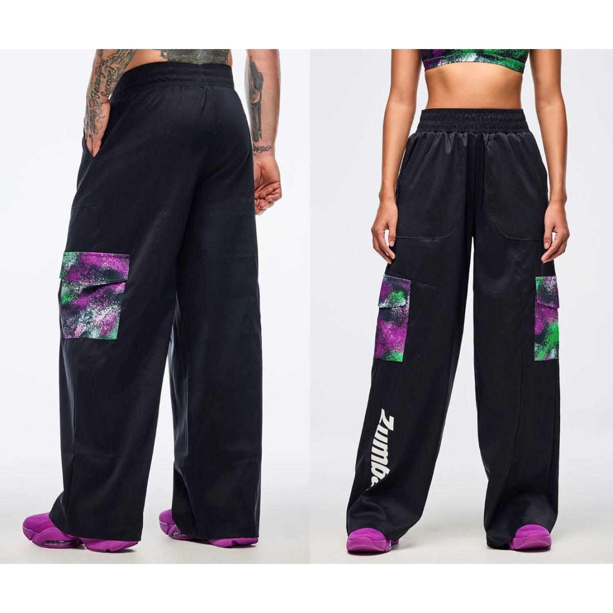 Apres Zumba Wide Leg Woven Cargo Pants