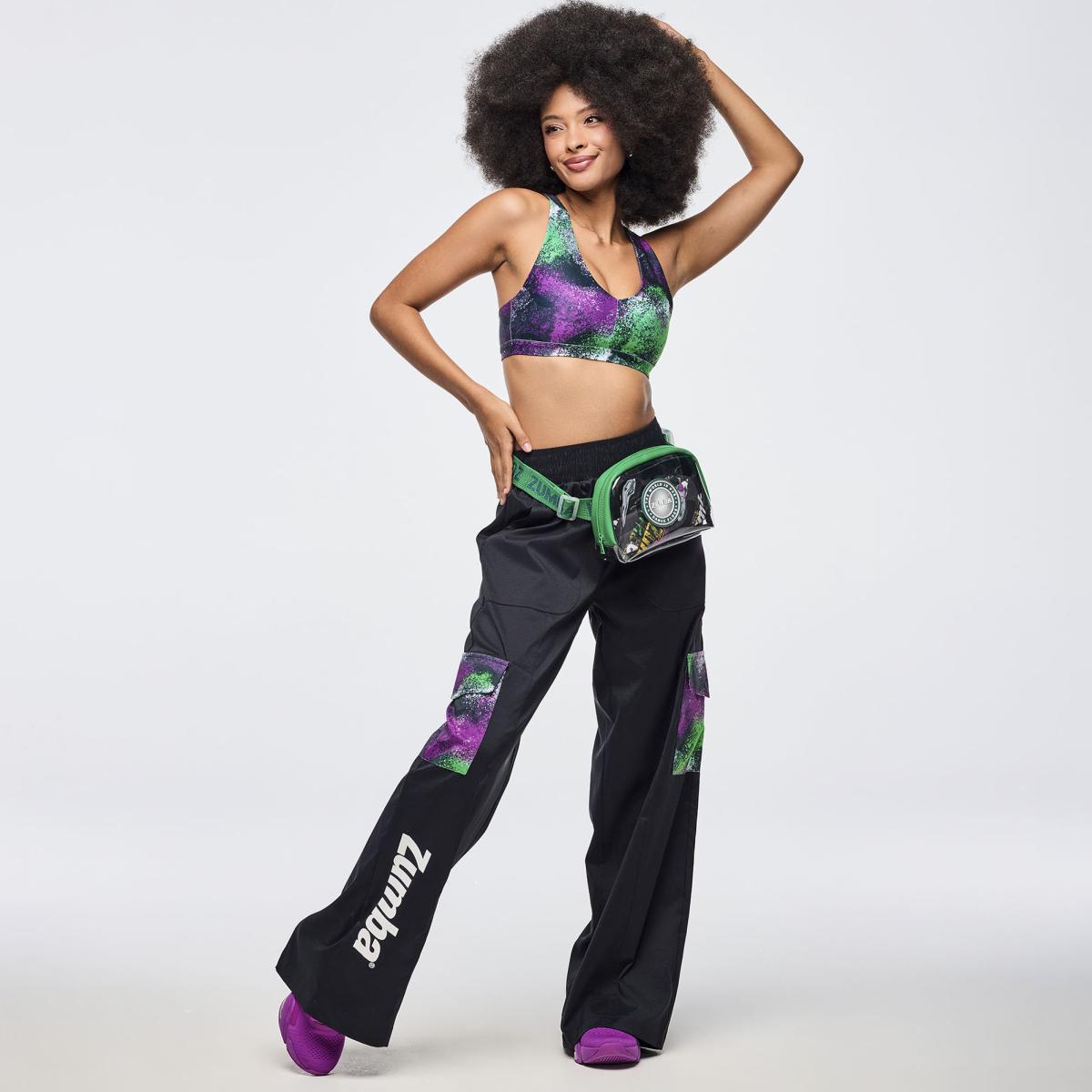 Apres Zumba Wide Leg Woven Cargo Pants