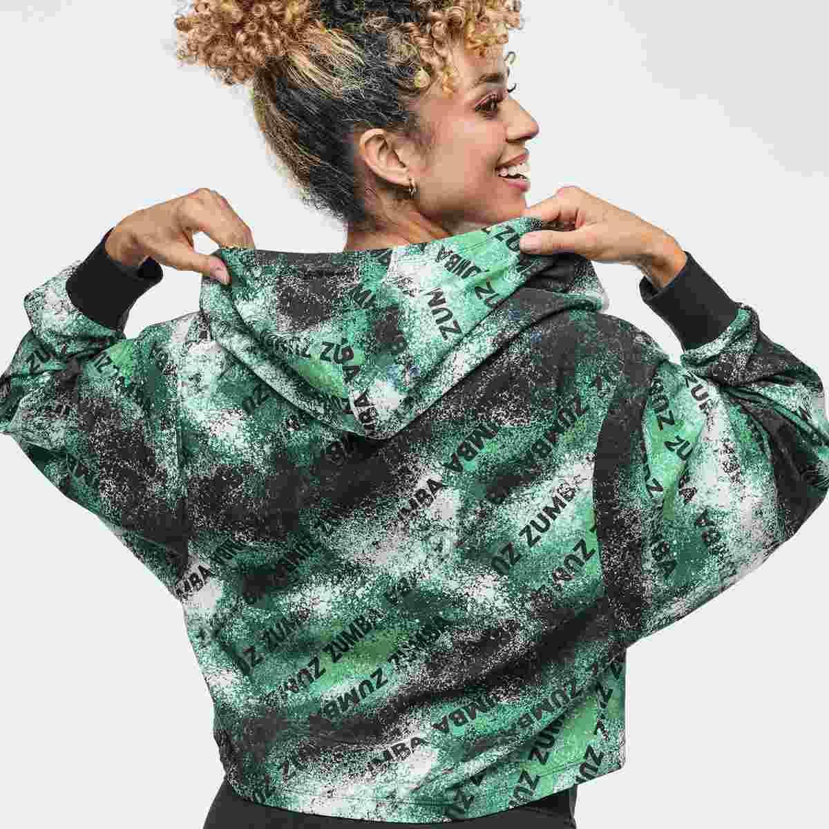 Apres Zumba Crop Woven Zip-Up Hoodie