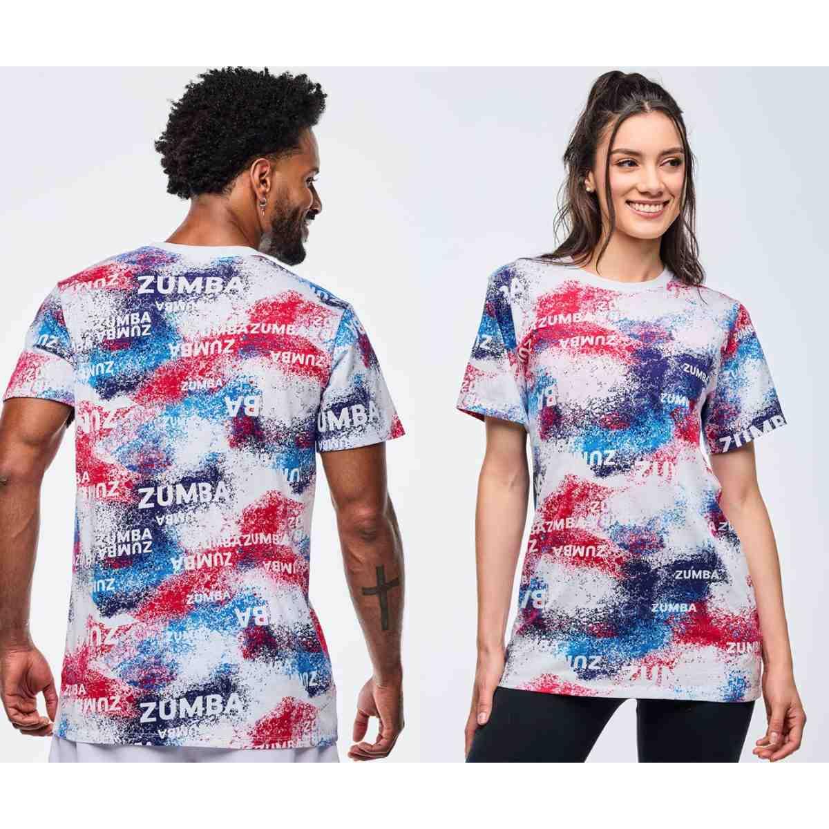 Apres Zumba Unisex Crew Neck Tee - Blue/White