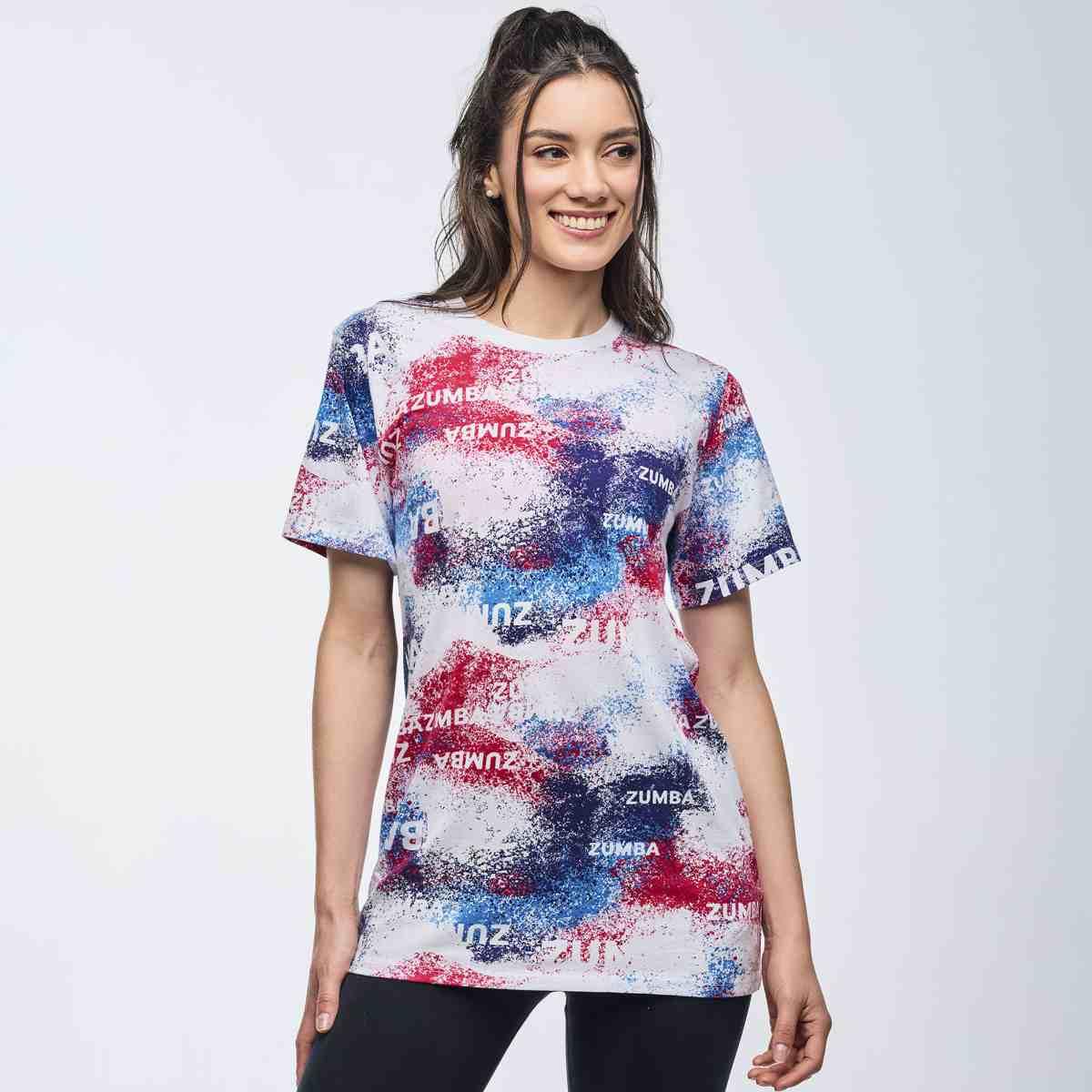 Apres Zumba Unisex Crew Neck Tee - Blue/White
