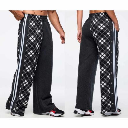 Eastern Flavor Wide Leg Pants With Wide Side Snap Placket