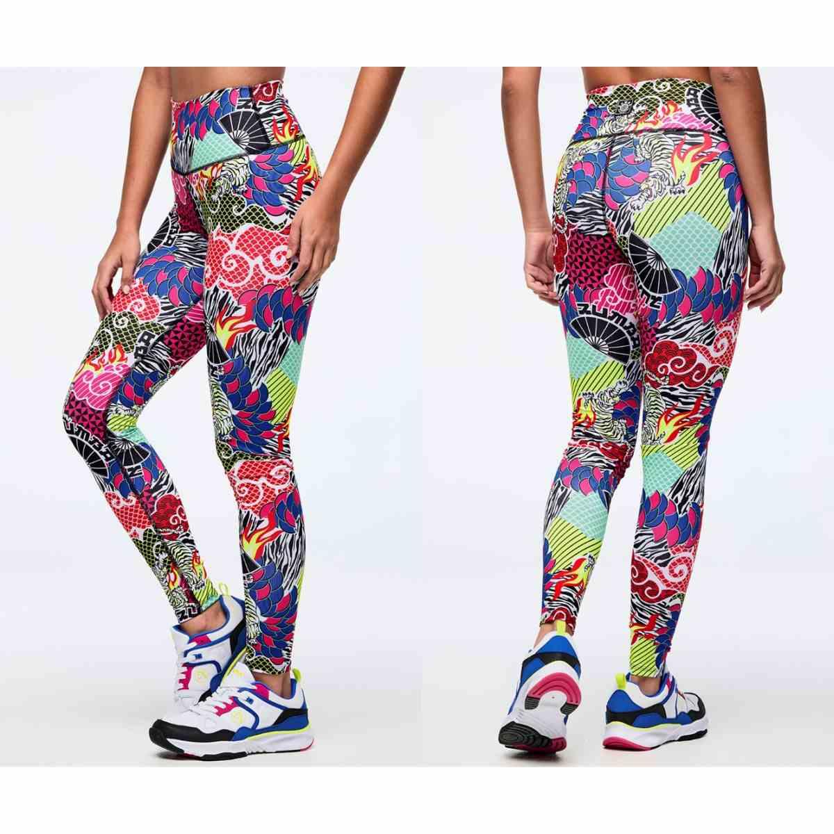 Eastern Flavor Magic High Waisted Ankle Legging - Pink/Yellow