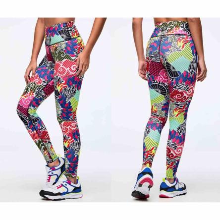 Eastern Flavor Magic High Waisted Ankle Legging - Pink/Yellow