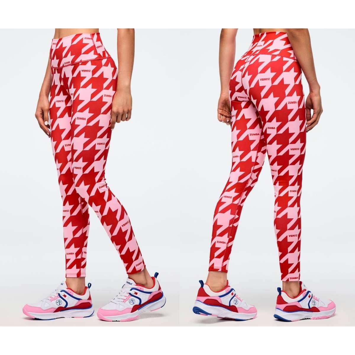 Zumba Amour Z-Lift High Waisted Ankle Leggings - Red/Pink
