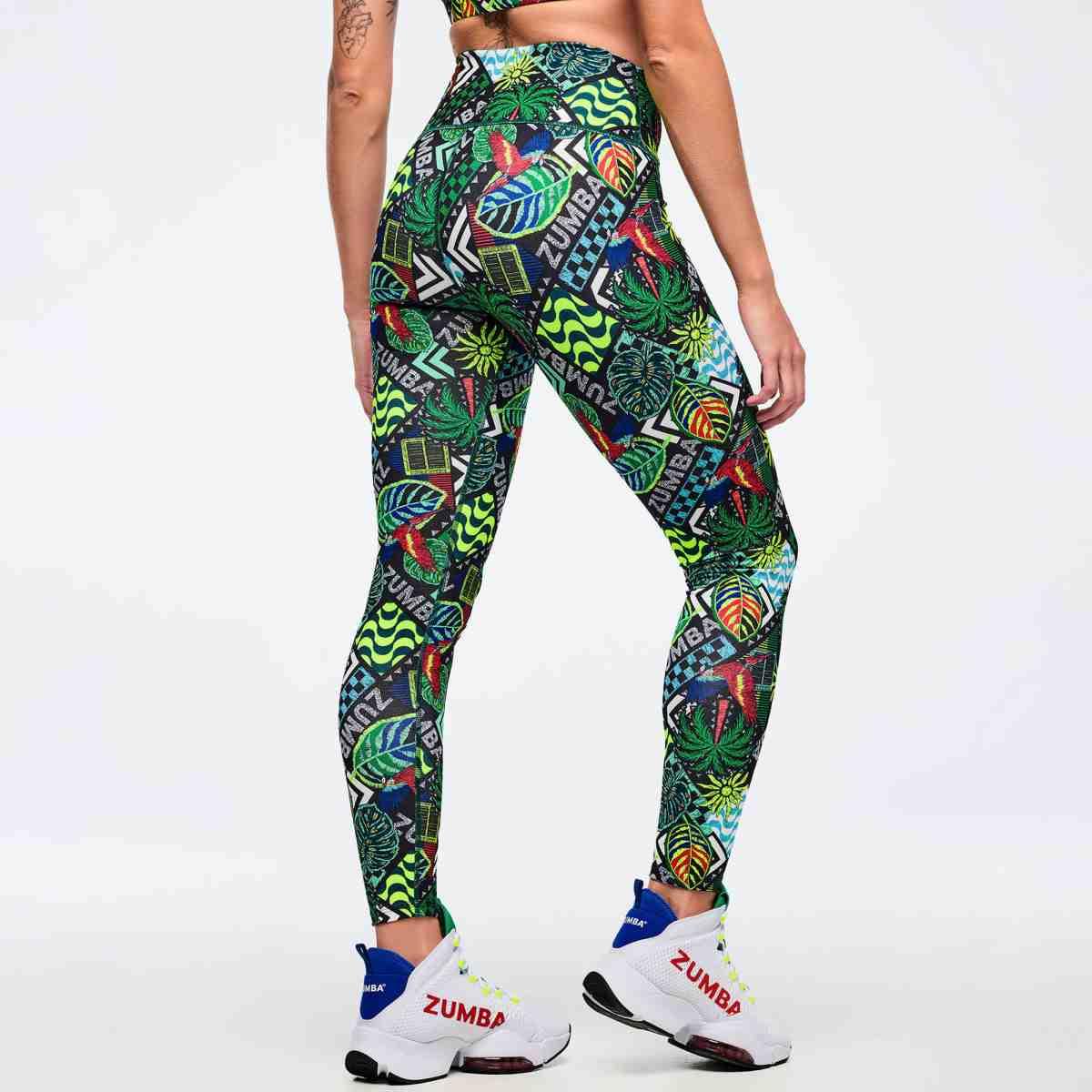 Latin Movement Z-Lift High Waisted Ankle Leggings - Black/Green