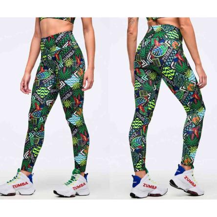 Latin Movement Z-Lift High Waisted Ankle Leggings - Black/Green