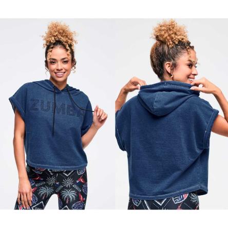 Latin Movement Short Sleeve Crop Pullover Hoodie
