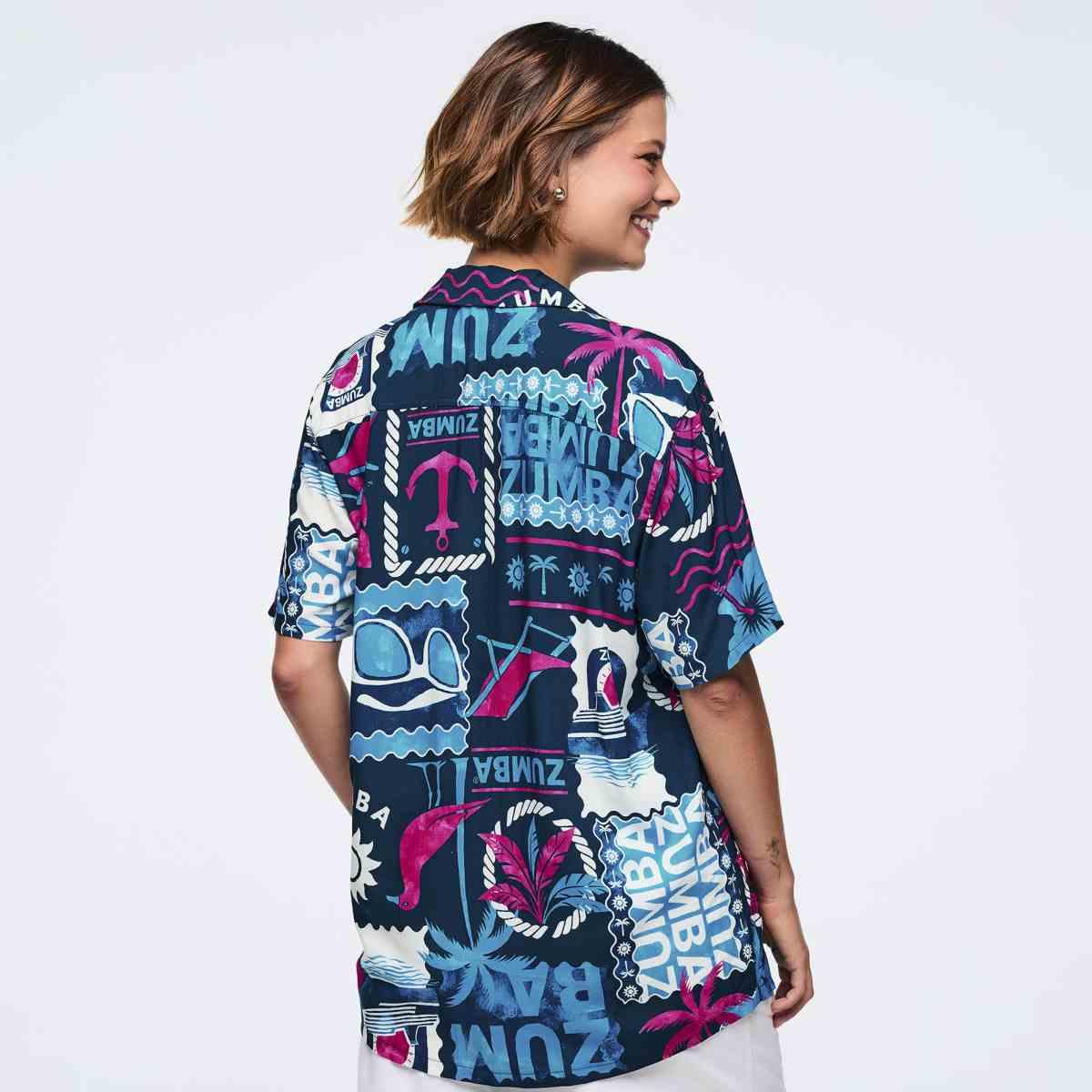 Zumba Cruise Unisex Short Sleeve Button Up
