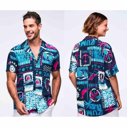 Zumba Cruise Unisex Short Sleeve Button Up
