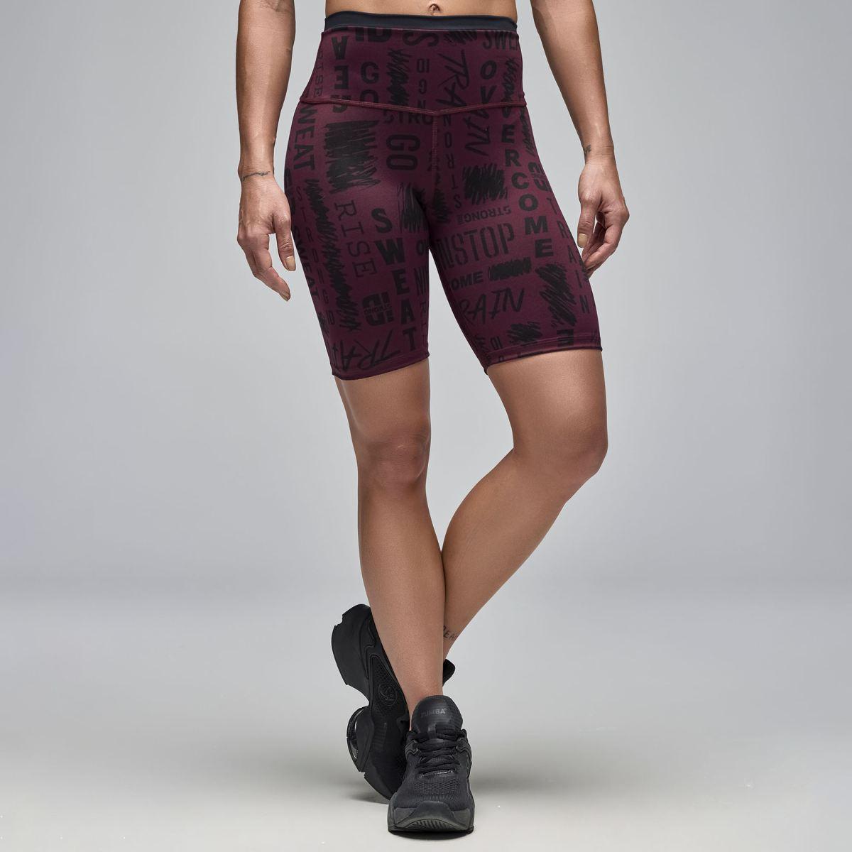 STRONG iD Z-Lift High Waisted Biker Shorts - Burgundy/Black