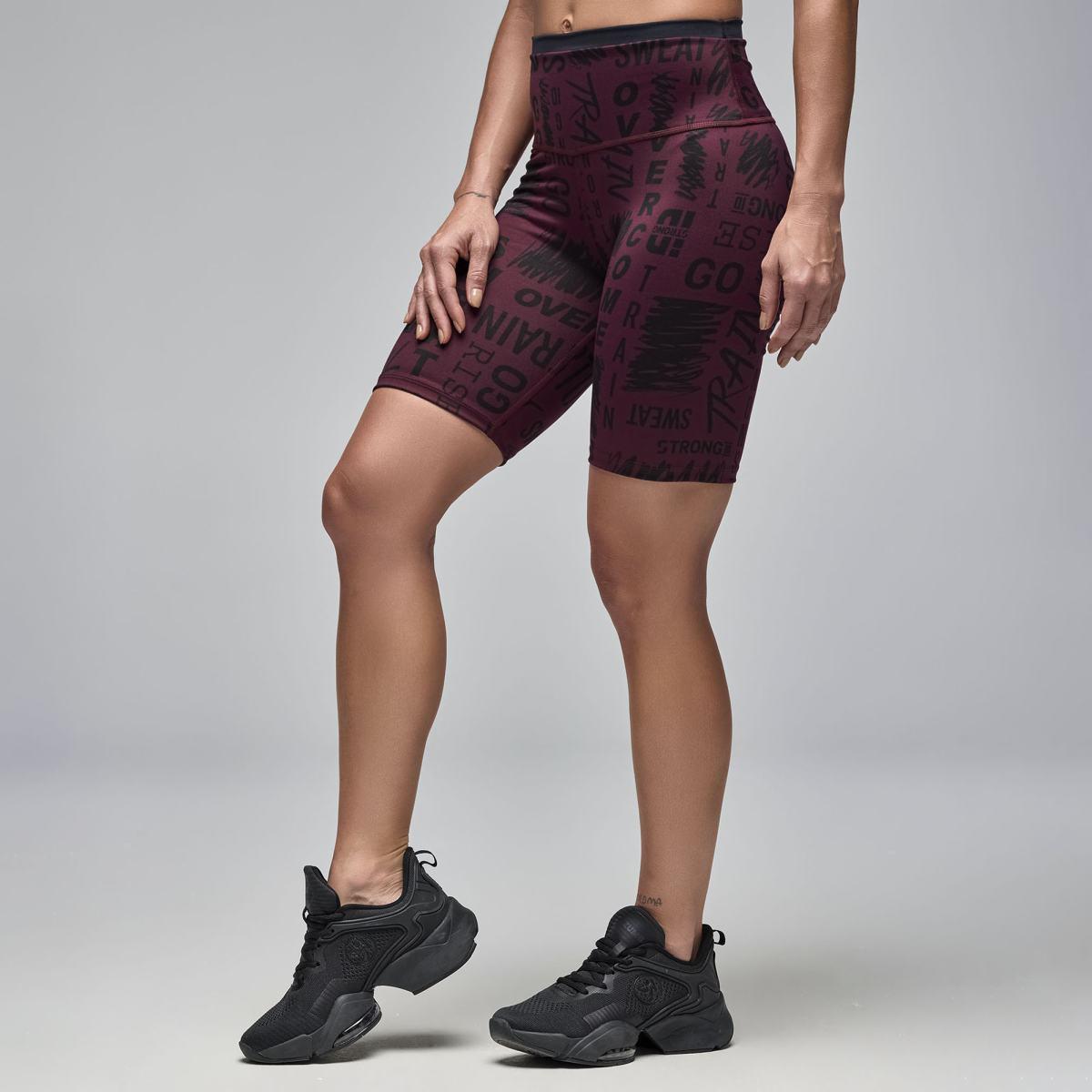STRONG iD Z-Lift High Waisted Biker Shorts - Burgundy/Black