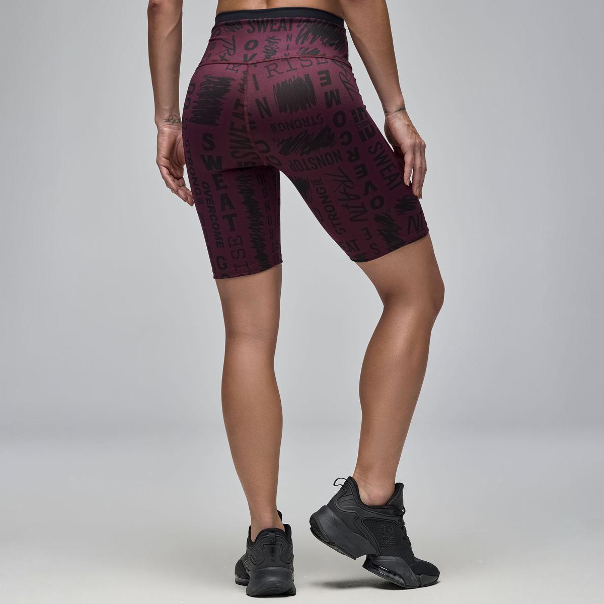 STRONG iD Z-Lift High Waisted Biker Shorts - Burgundy/Black