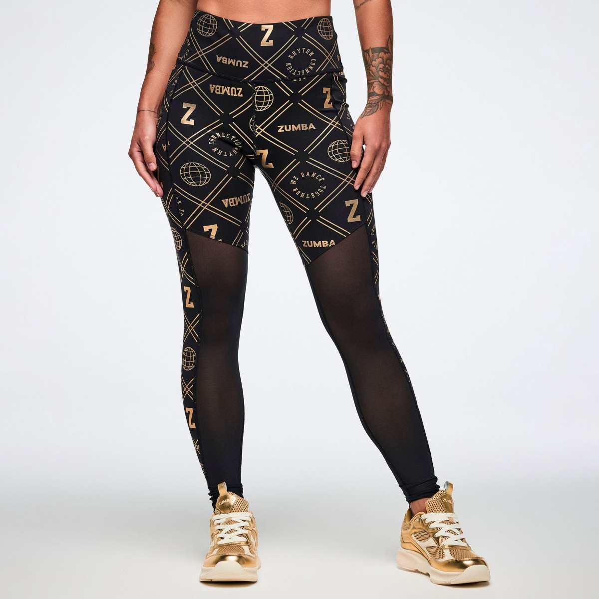 Worldwide High Waisted Ankle Leggings With Mesh Inserts