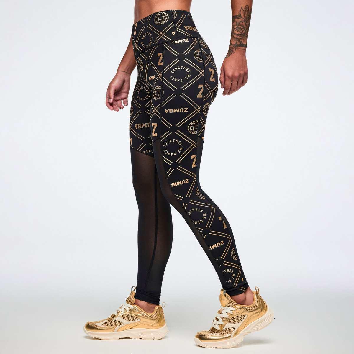 Worldwide High Waisted Ankle Leggings With Mesh Inserts