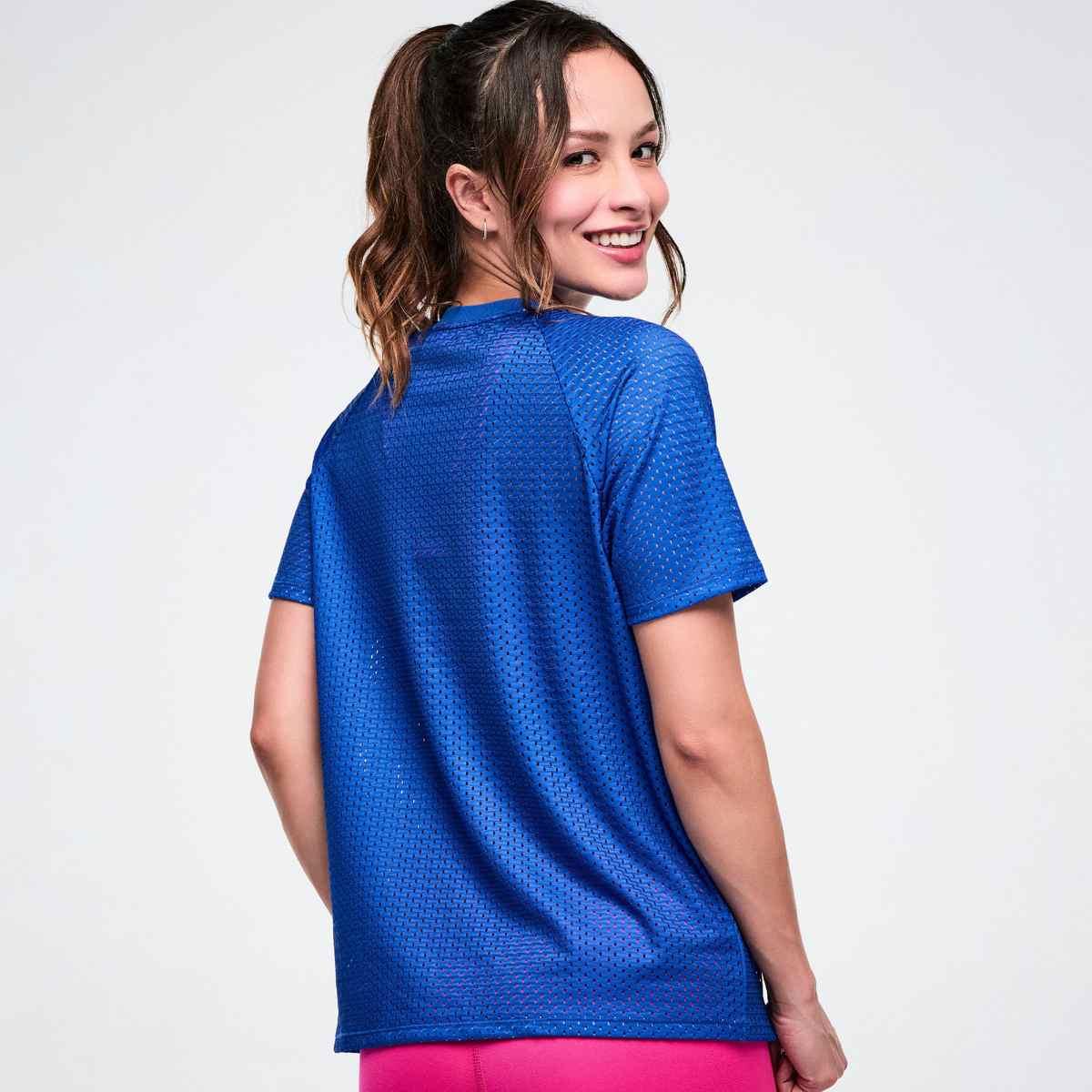 Color Spree Mesh Crew Neck Raglan Sleeve Top
