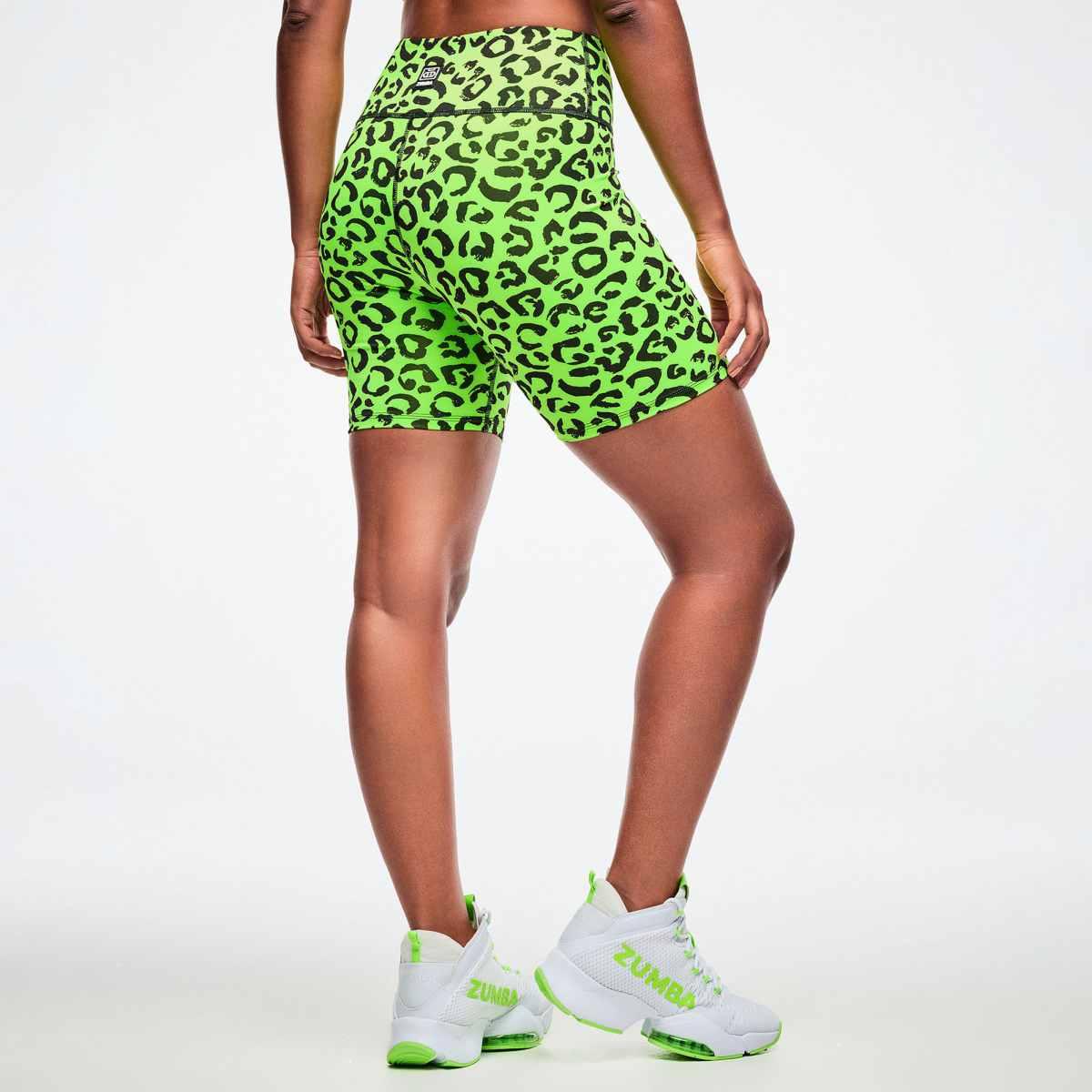 Dale-Z High Waisted Biker Shorts - Green/Black