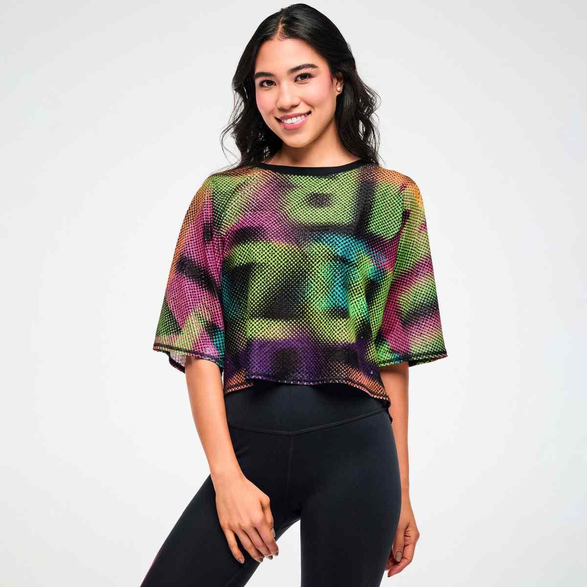 Electric Feel Mesh Dolman Crop Top