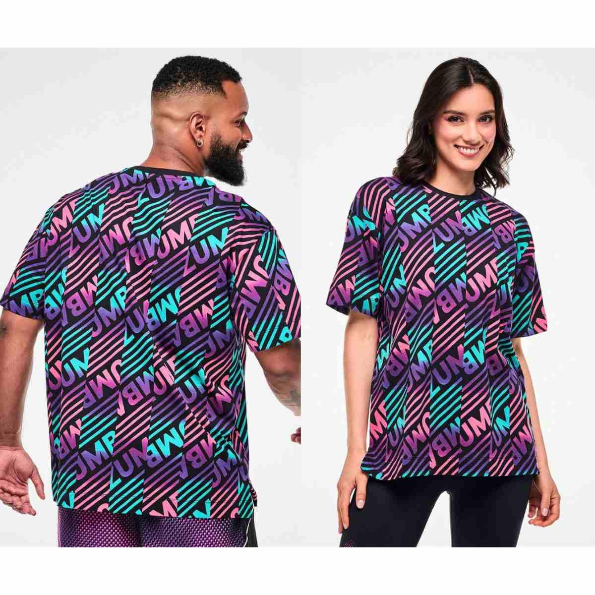 Electric Feel Unisex Oversized Top - Blue/Pink