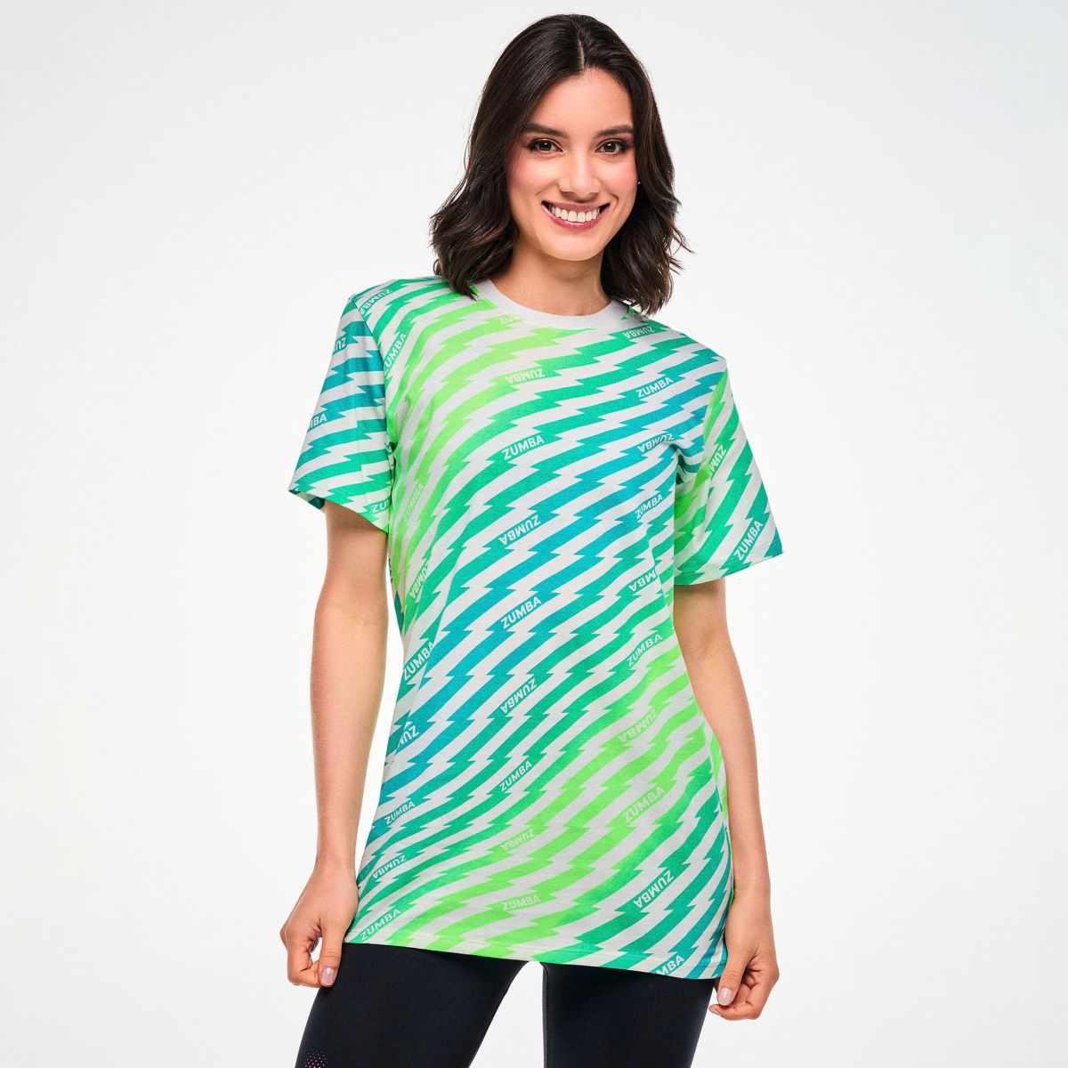 Electric Feel Unisex Crew Neck Tee - Green/Blue