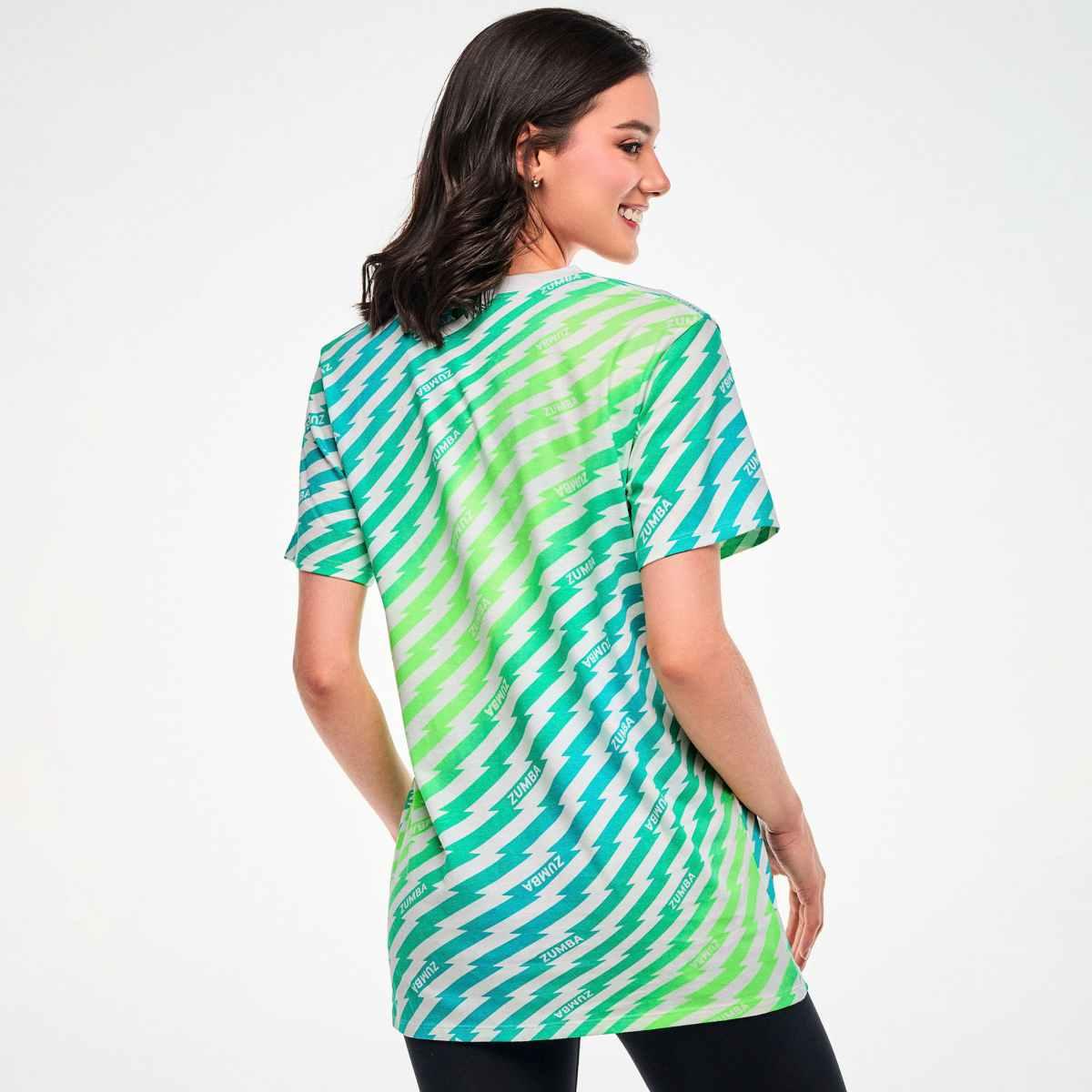 Electric Feel Unisex Crew Neck Tee - Green/Blue