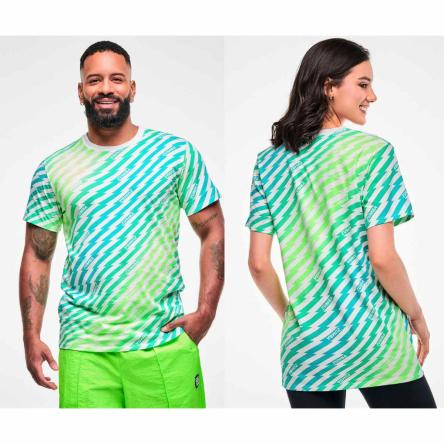 Electric Feel Unisex Crew Neck Tee - Green/Blue