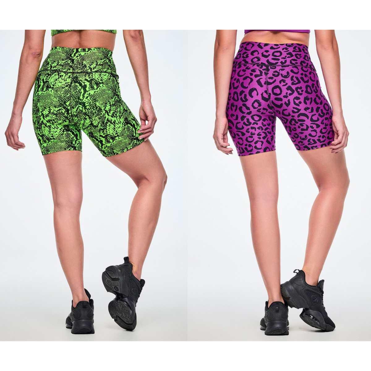Ultrabright High Waisted Biker Shorts - Snakeskin