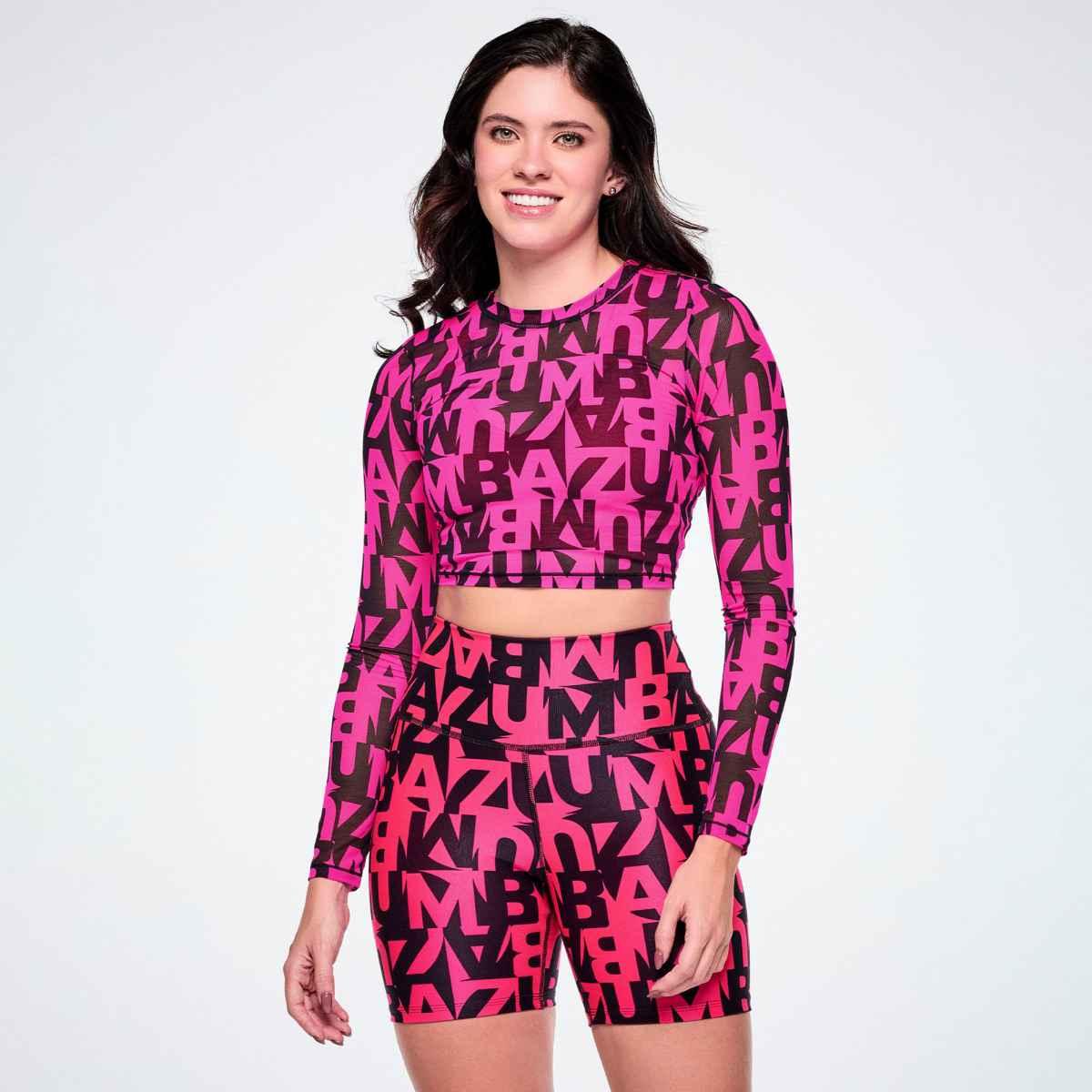 Ultrabright Long Sleeve Mesh Crop Top