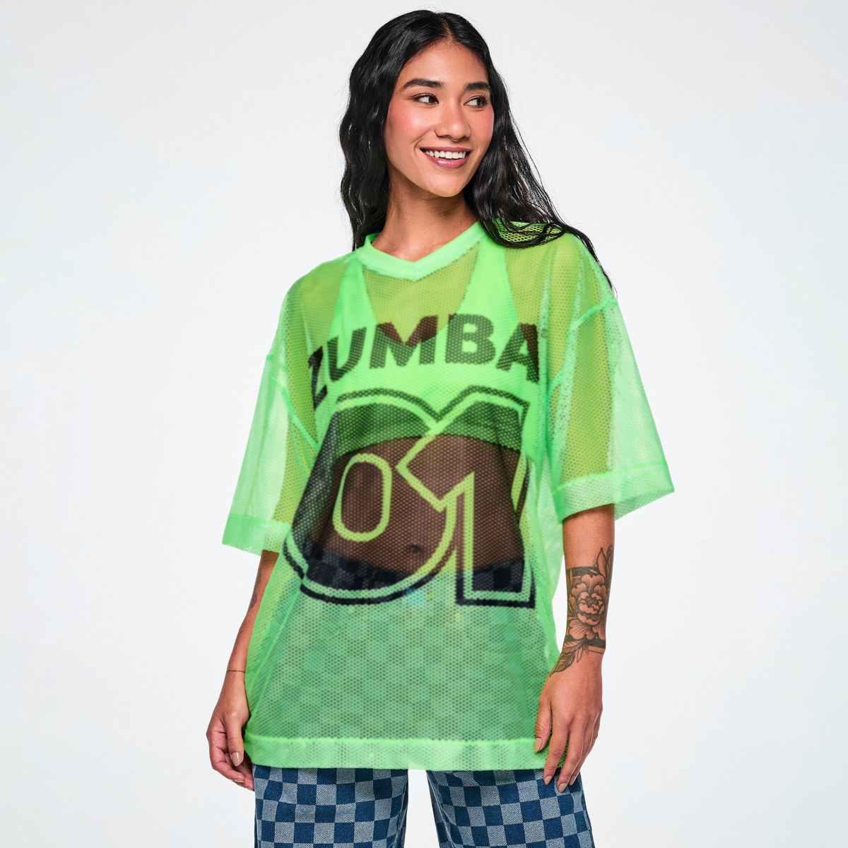 Ultrabright Oversized Mesh V-Neck Top