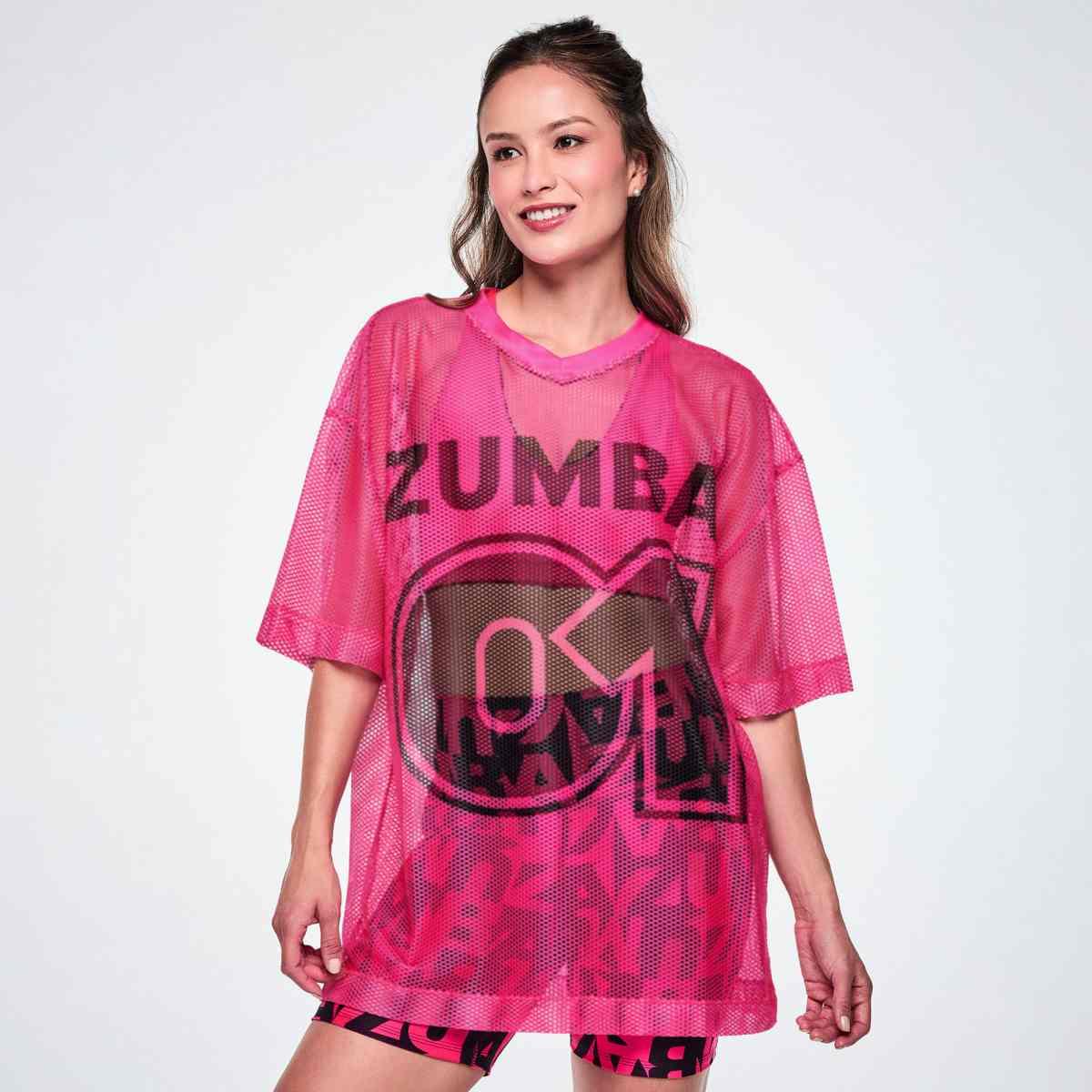 Ultrabright Oversized Mesh V-Neck Top